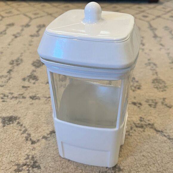 NWT White Ceramic & Glass Popcorn Cart Machine Shape Candy Treat Jar Canister - Picture 4 of 5